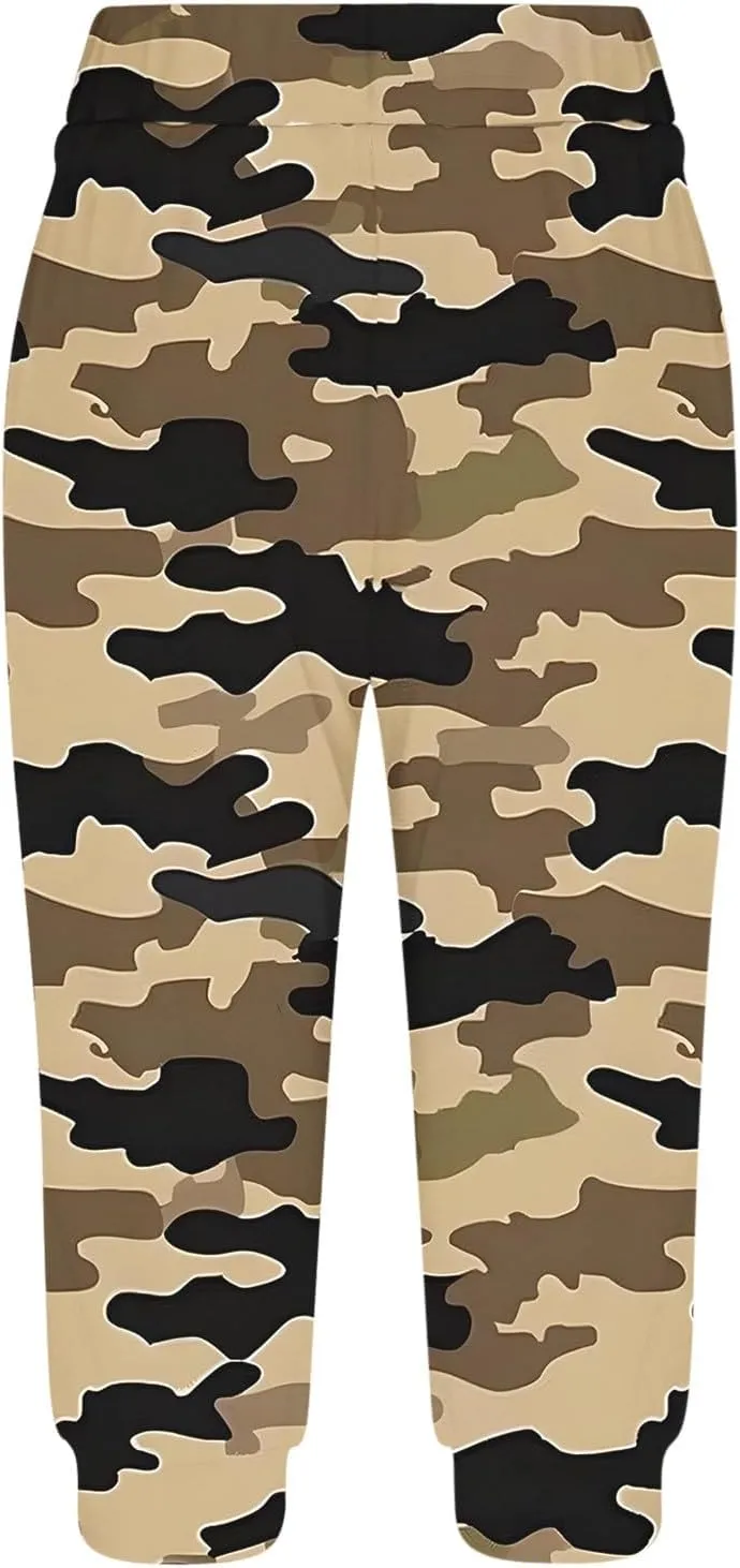 Womens Cropped Capris Cargo Joggers Pants Stretch Camouflage Sweatpants Workout Athletic Yoga Pants Summer Trousers