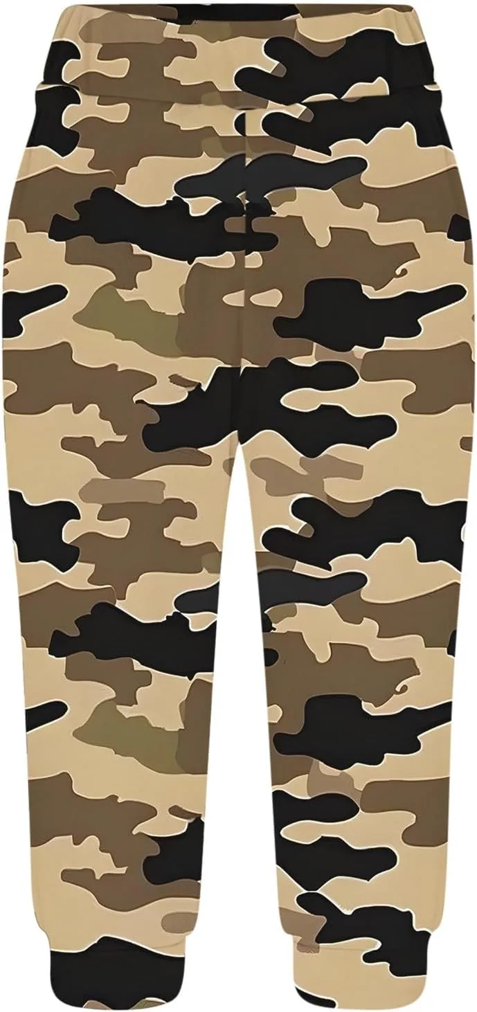 Womens Cropped Capris Cargo Joggers Pants Stretch Camouflage Sweatpants Workout Athletic Yoga Pants Summer Trousers