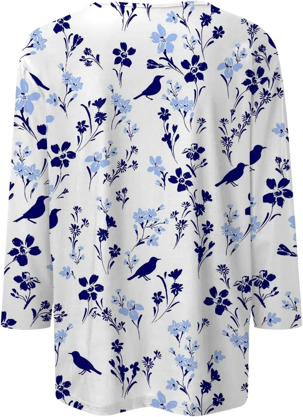 Women's Fashion Casual Long Sleeve Seven Part Sleeve Button Retro Print Neck Top Women's Athletic Shirts