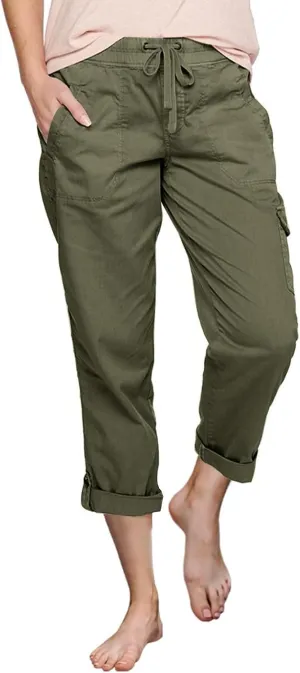 Women's Fashion Pants Loose Fit Summer Baggy Elastic Waist Pant Straight Leg Trousers Convertible Length Cargo