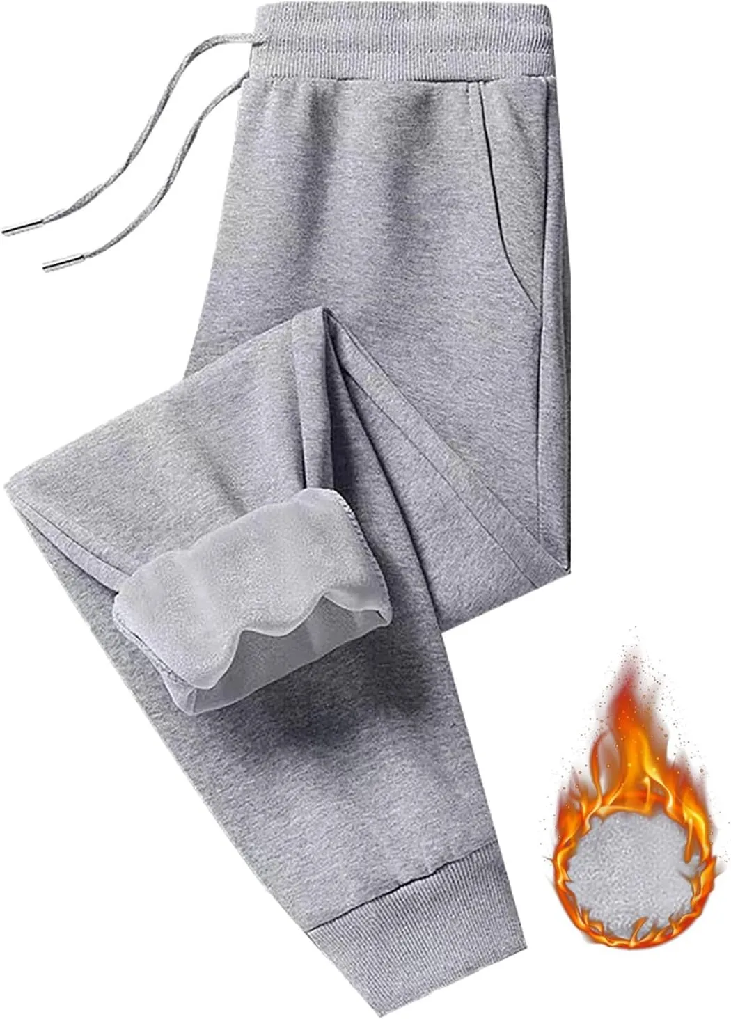 Women's Fleece Lined Joggers Winter Thermal Sweatpants High Waisted Drawstring Joggers Pants with Pockets