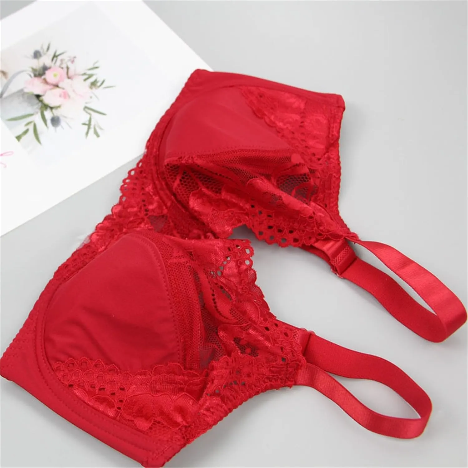 Women's Inbarely Triangle Bralette 42/95 44/100 46/105 BCDEF Cup Bra Sexy Lace Bra for Women Plus Size Sports Bra