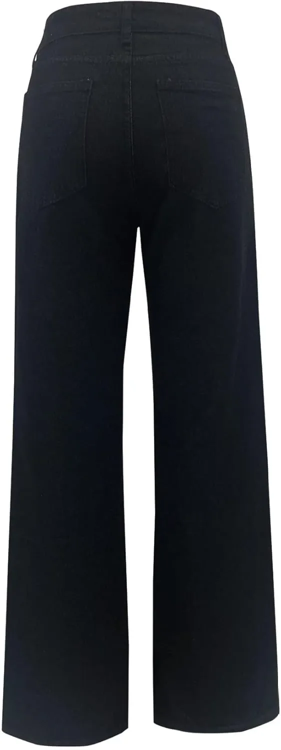 Womens Jeans Plus Size Curvy Fit Bootcut Cargo Wide Leg Denim Pants Straight High Waisted Comfort Flex Jean Pants