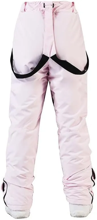 Womens Outdoor Snow Pants Detachable Ski Bib Windproof Pant Thick Thermal Hiking Snowboard Trousers with Pockets