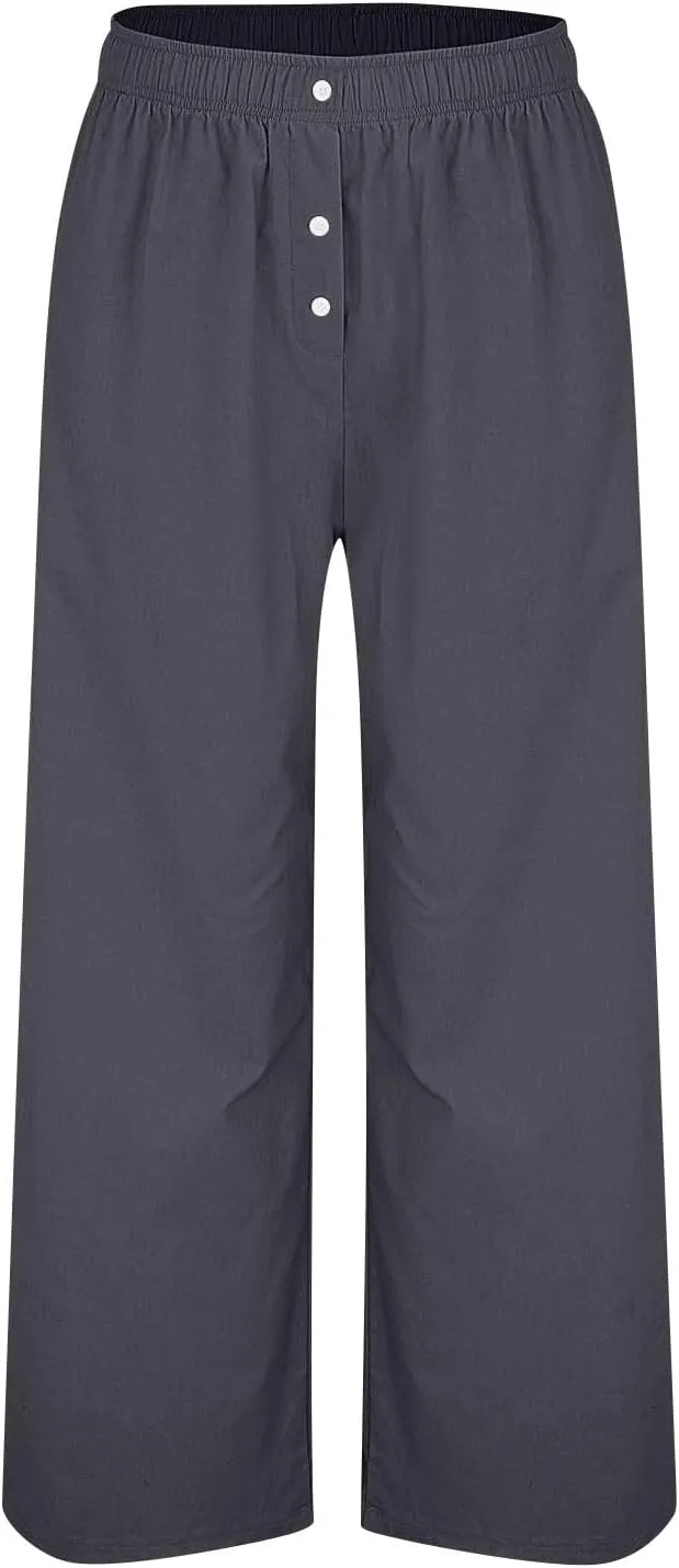 Women's Pants, Straight Leg High Waisted Wide Pants Summer Lightweight Sweatpants Baggy