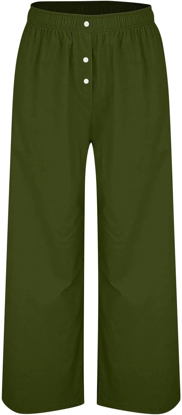 Women's Pants, Straight Leg High Waisted Wide Pants Summer Lightweight Sweatpants Baggy