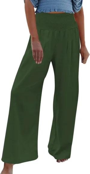 Women's Pants, Straight Leg High Waisted Wide Pants Summer Lightweight Sweatpants Baggy