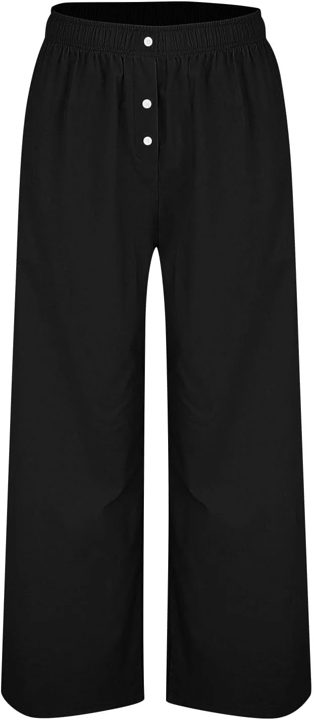Women's Pants, Straight Leg High Waisted Wide Pants Summer Lightweight Sweatpants Baggy