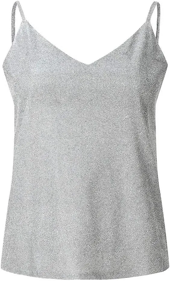 Women's Party Sequin Glitter Y2K Tank Top Rhinestone Sparkle Club Loose Fit Sleeveless Going Out Shirts Sparkly Strap