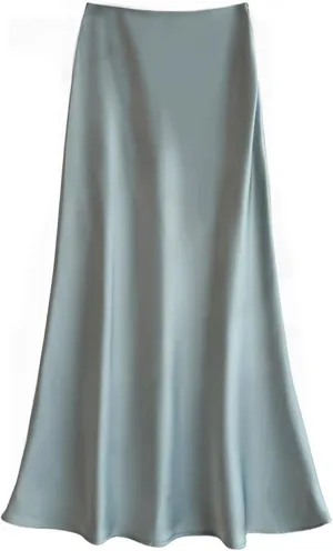 Women’s Satin Silk Midi Skirt Fishtail Mermaid High Waist Long Skirts