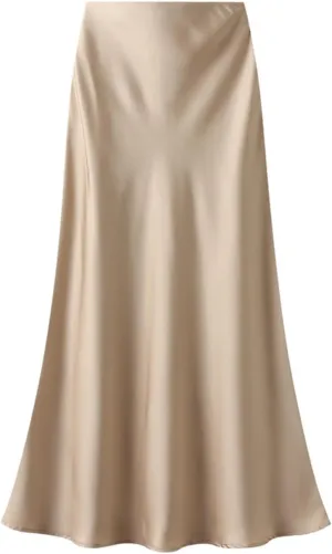 Women’s Satin Silk Midi Skirt Fishtail Mermaid High Waist Long Skirts