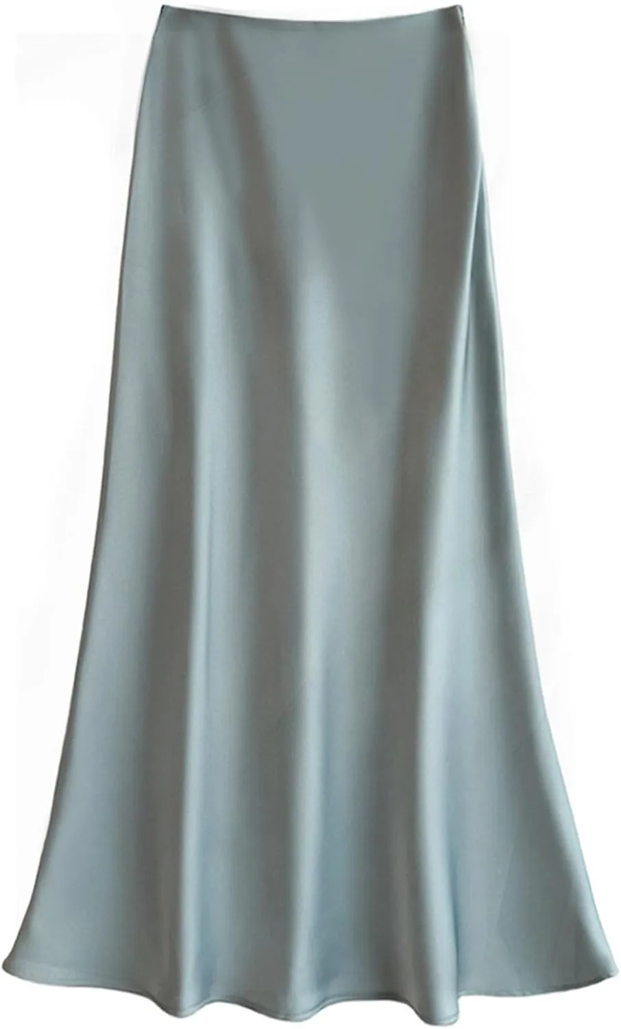Women’s Satin Silk Midi Skirt Fishtail Mermaid High Waist Long Skirts