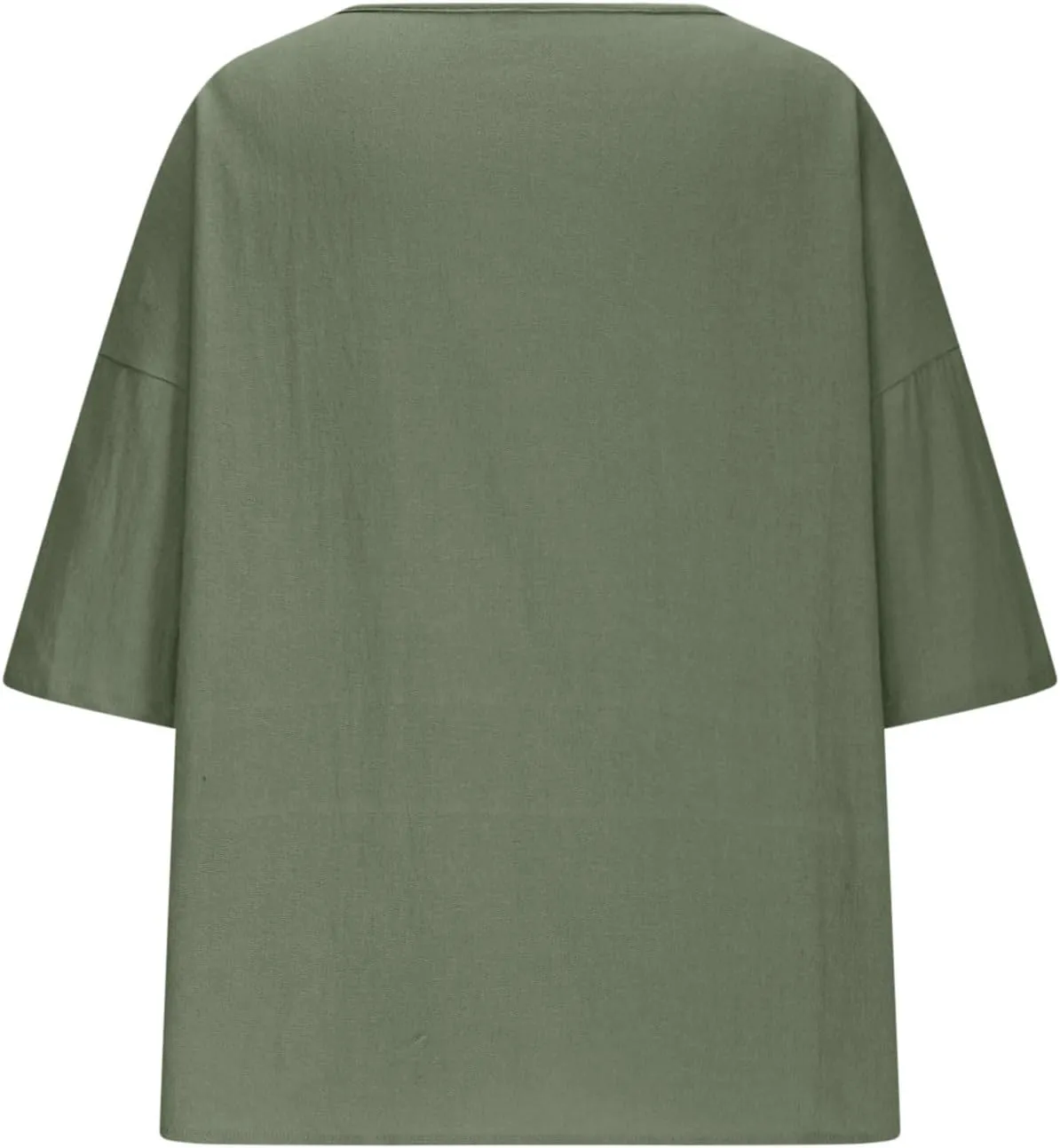 Women's Summer Cotton Linen Shirts Oversized Boho Half Sleeve Tunic Tops with Pocket Casual Comfy Beach Camping Outfit