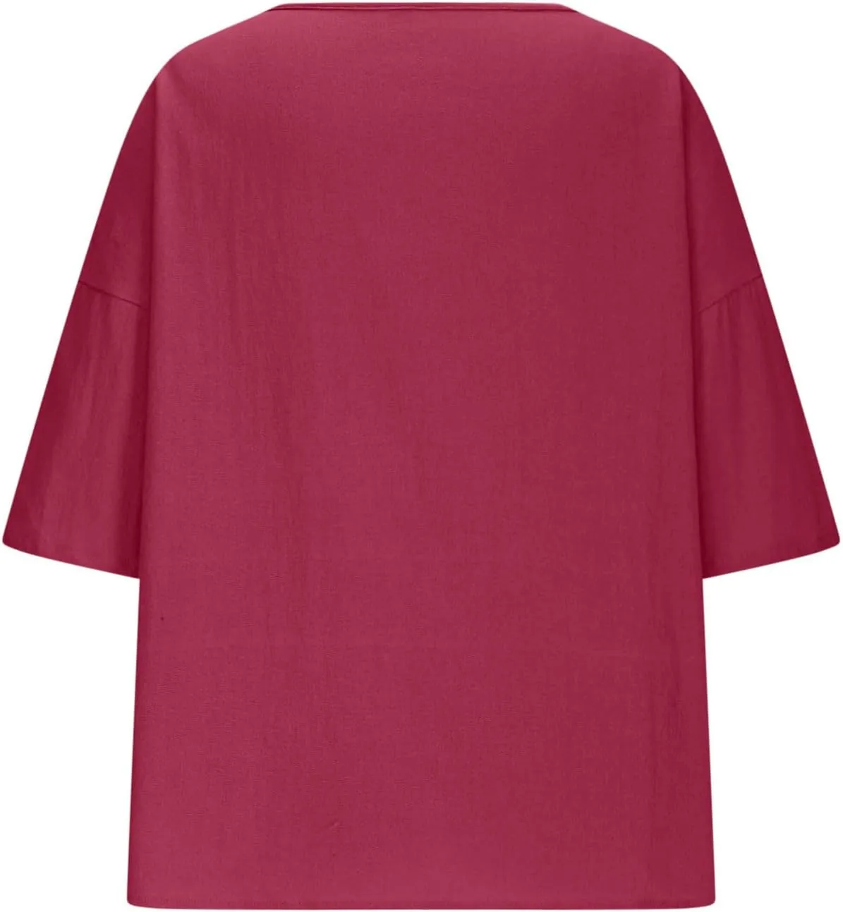 Women's Summer Cotton Linen Shirts Oversized Boho Half Sleeve Tunic Tops with Pocket Casual Comfy Beach Camping Outfit