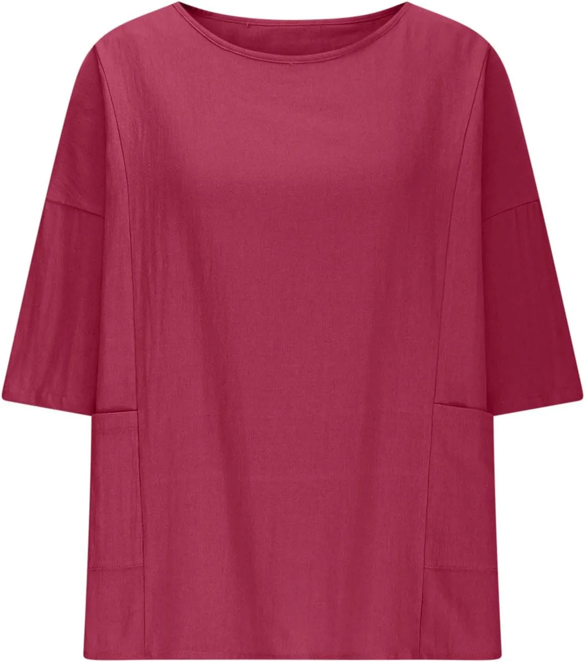 Women's Summer Cotton Linen Shirts Oversized Boho Half Sleeve Tunic Tops with Pocket Casual Comfy Beach Camping Outfit