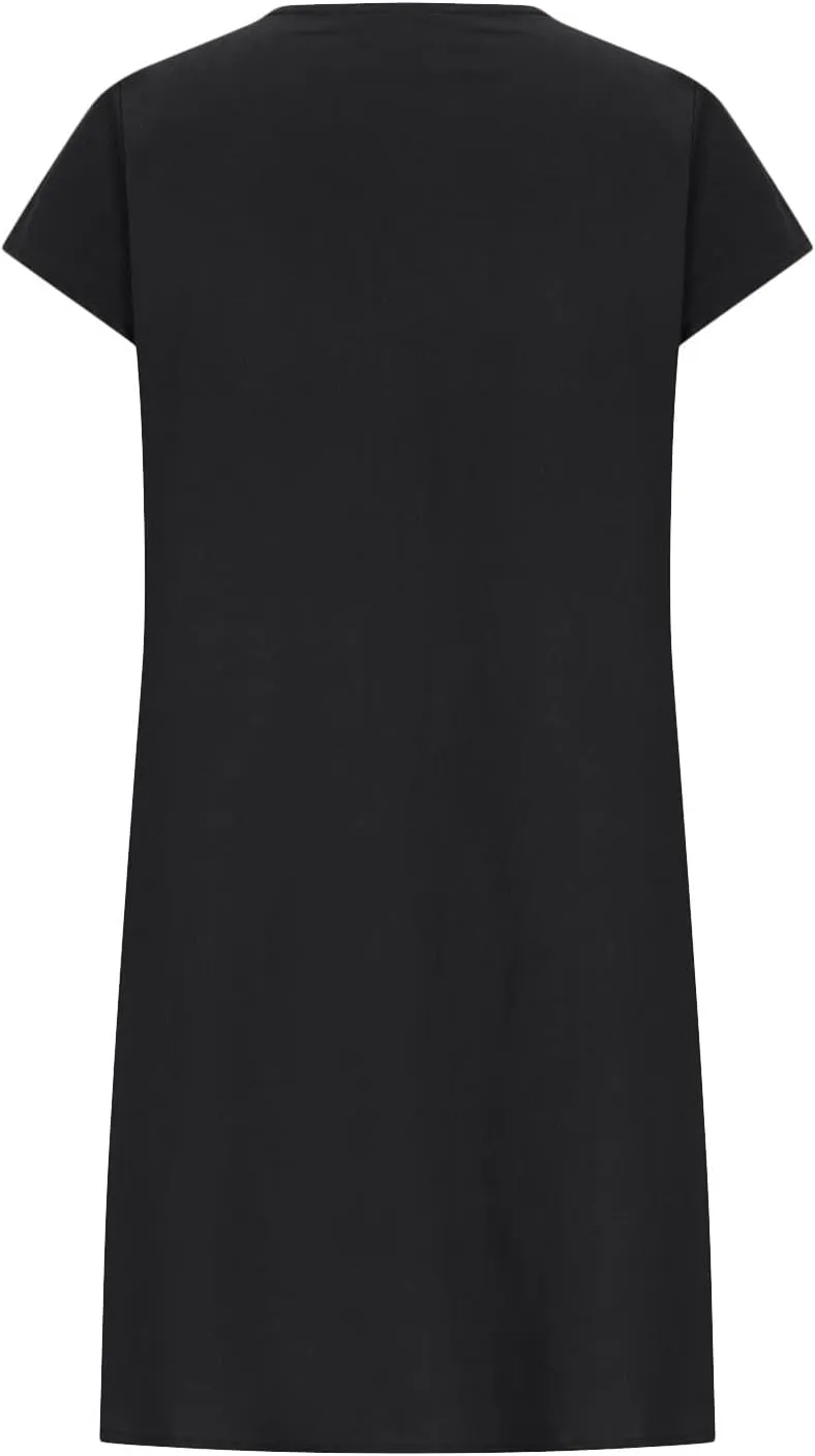 Womens Summer Dresses Short Sleeve Linen Dress Crewneck Tshirt Dress Pleated Sundress Casual Beach Vacation Outfits