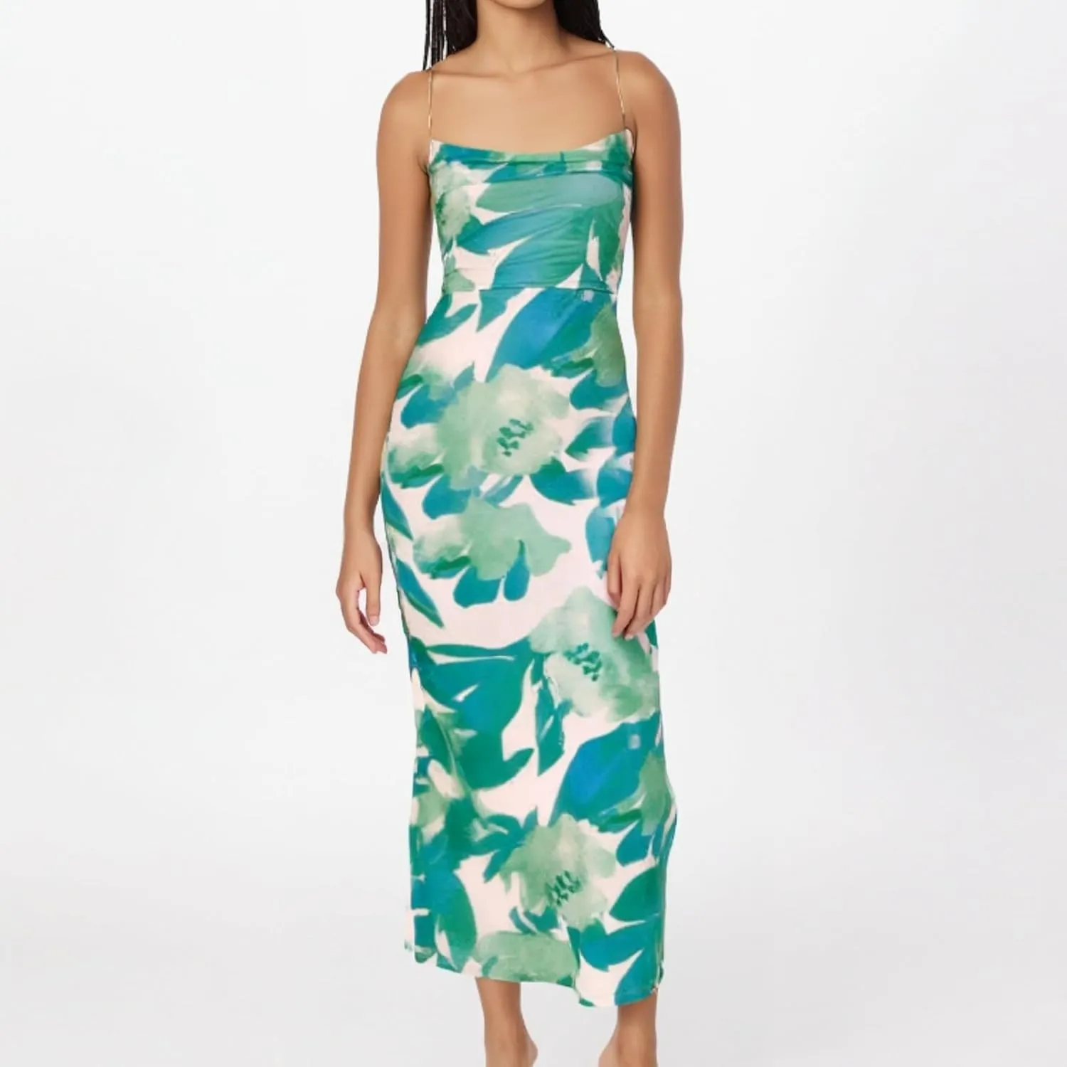 Womens Summer Dresses Spaghetti Strap Floral Maxi Dress Sleeveless Long Bodycon Dresses Wedding Guest Dress
