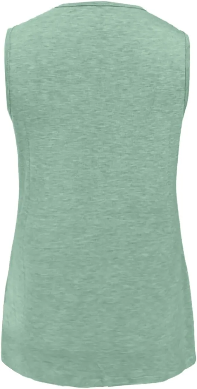 Womens Summer Tank Top Solid Color 2025 Vacation Sleeveless V Neck Loose Tee Beach Clothes Fashion Outfits