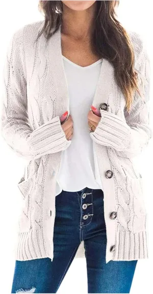 Women's Sweaters Cardigan Open Front Knit Sweater Winter Cardigans Soft Sweaters for Women Trendy Soft Coat