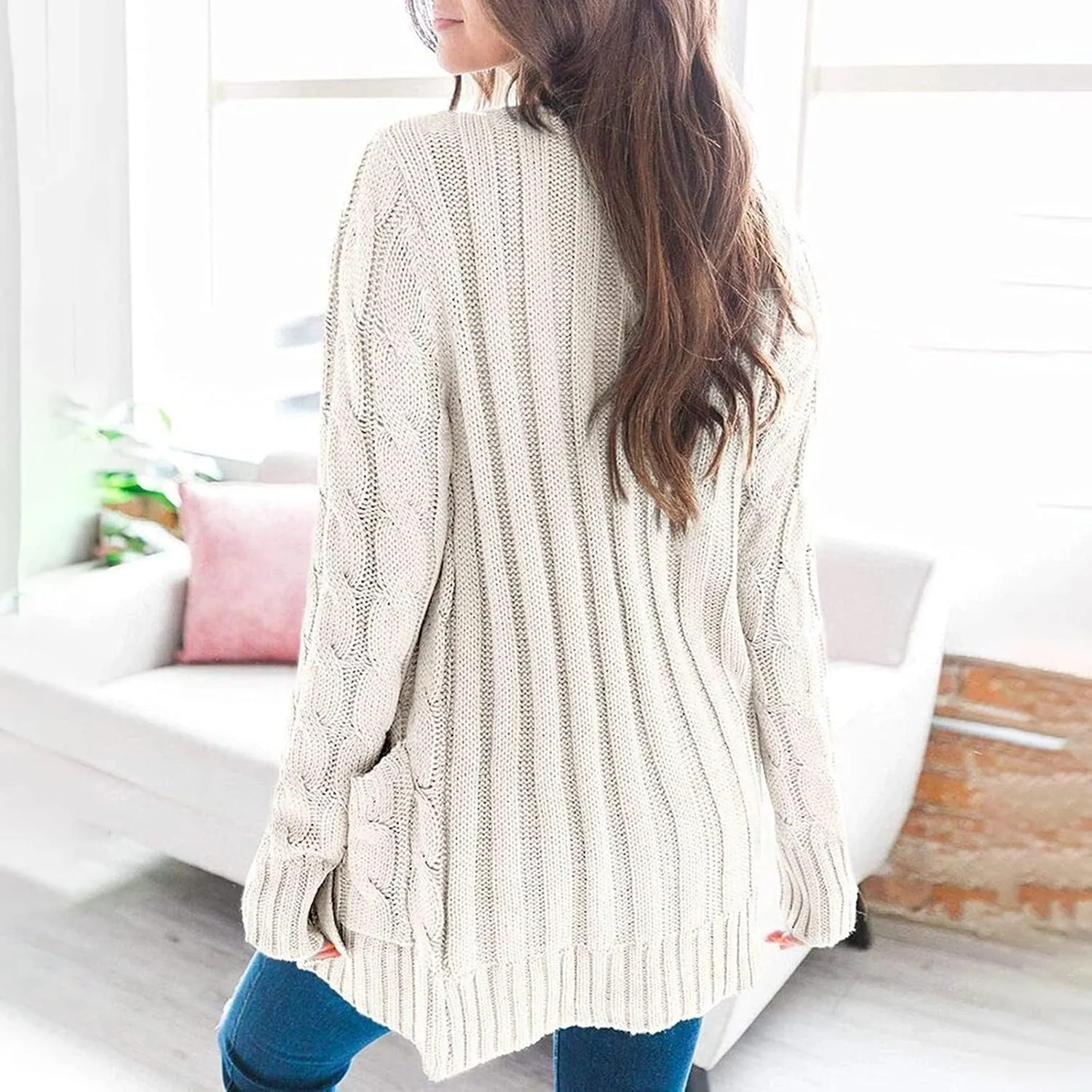Women's Sweaters Cardigan Open Front Knit Sweater Winter Cardigans Soft Sweaters for Women Trendy Soft Coat
