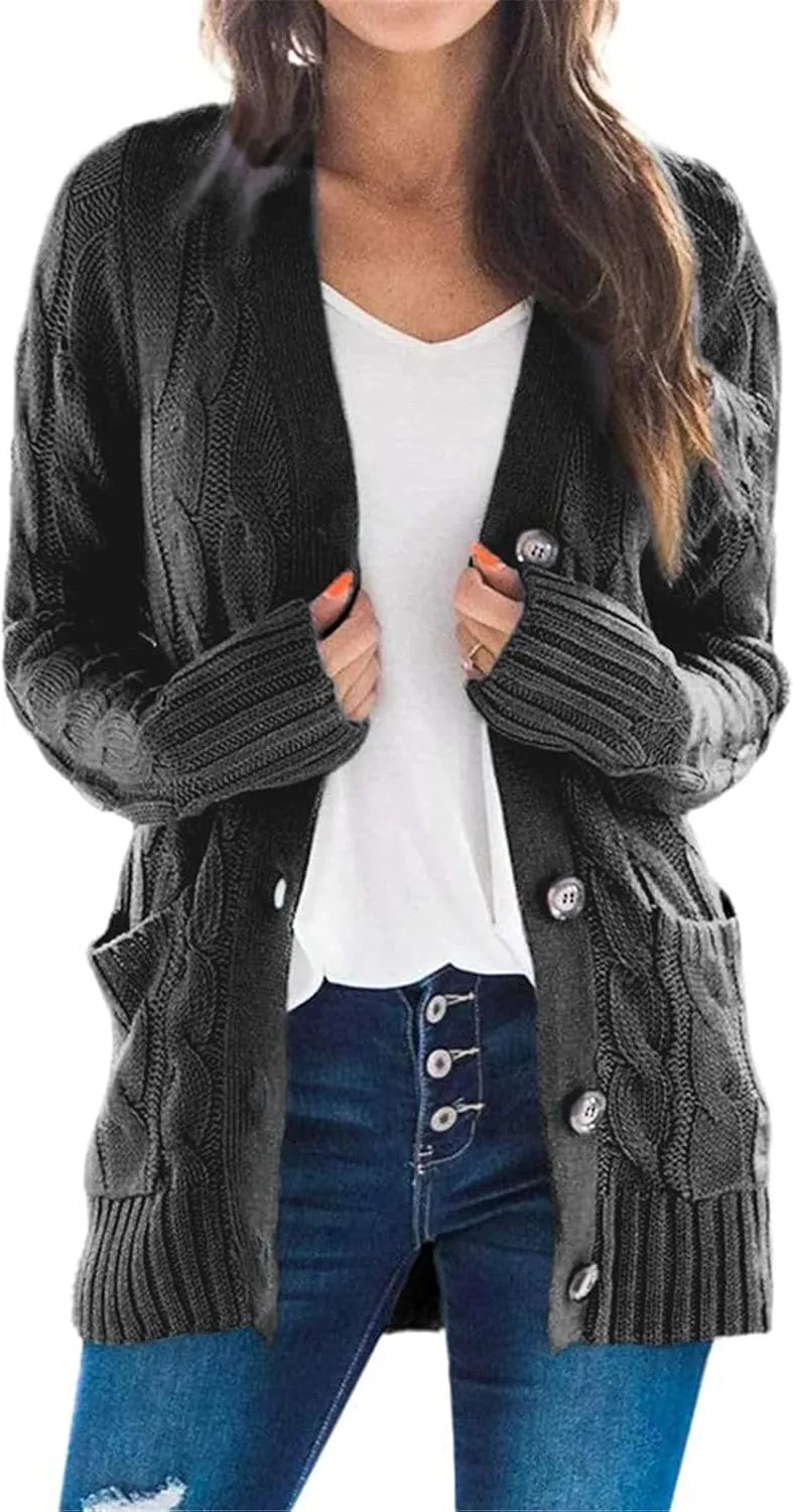 Women's Sweaters Cardigan Open Front Knit Sweater Winter Cardigans Soft Sweaters for Women Trendy Soft Coat