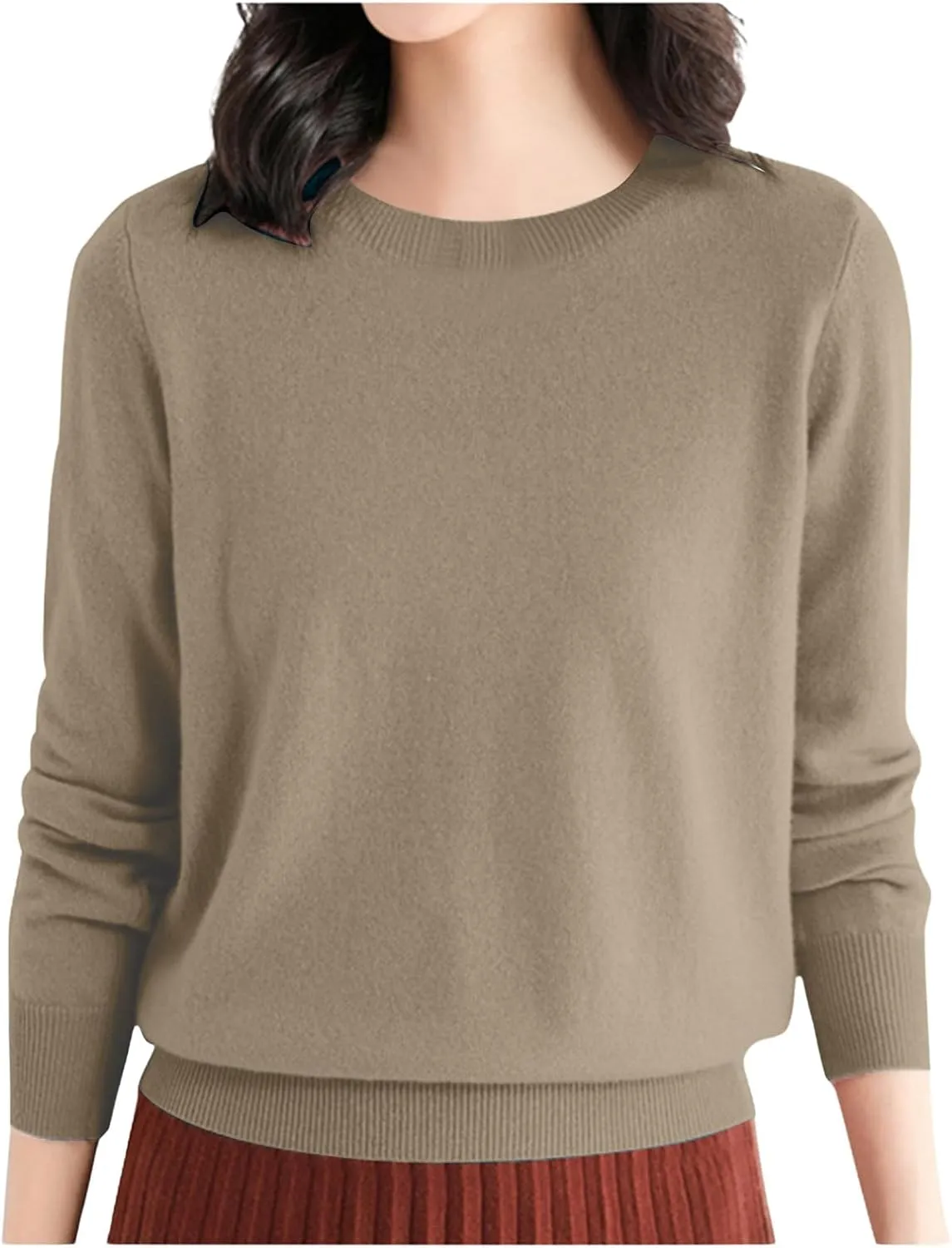 Womens Sweaters Cashmere Sweater Long Sleeve Soft Crew Neck Lightweight Knitted Pullover Comfy Knitted Jumpers