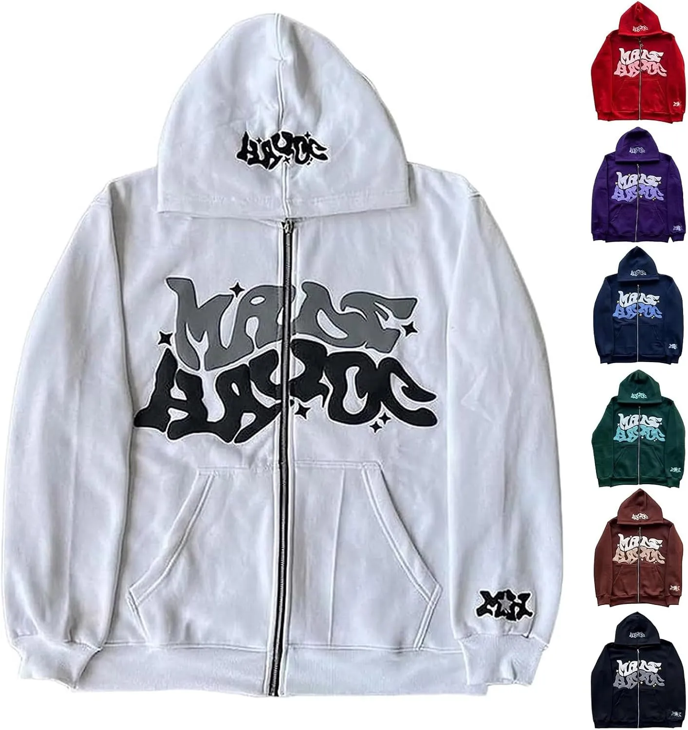 Women's Sweatshirt Full-Zip Hoodie Ladies Women Hooded Print Round Neck Long Sleeve Sweatshirt Tops Drop Shoulder
