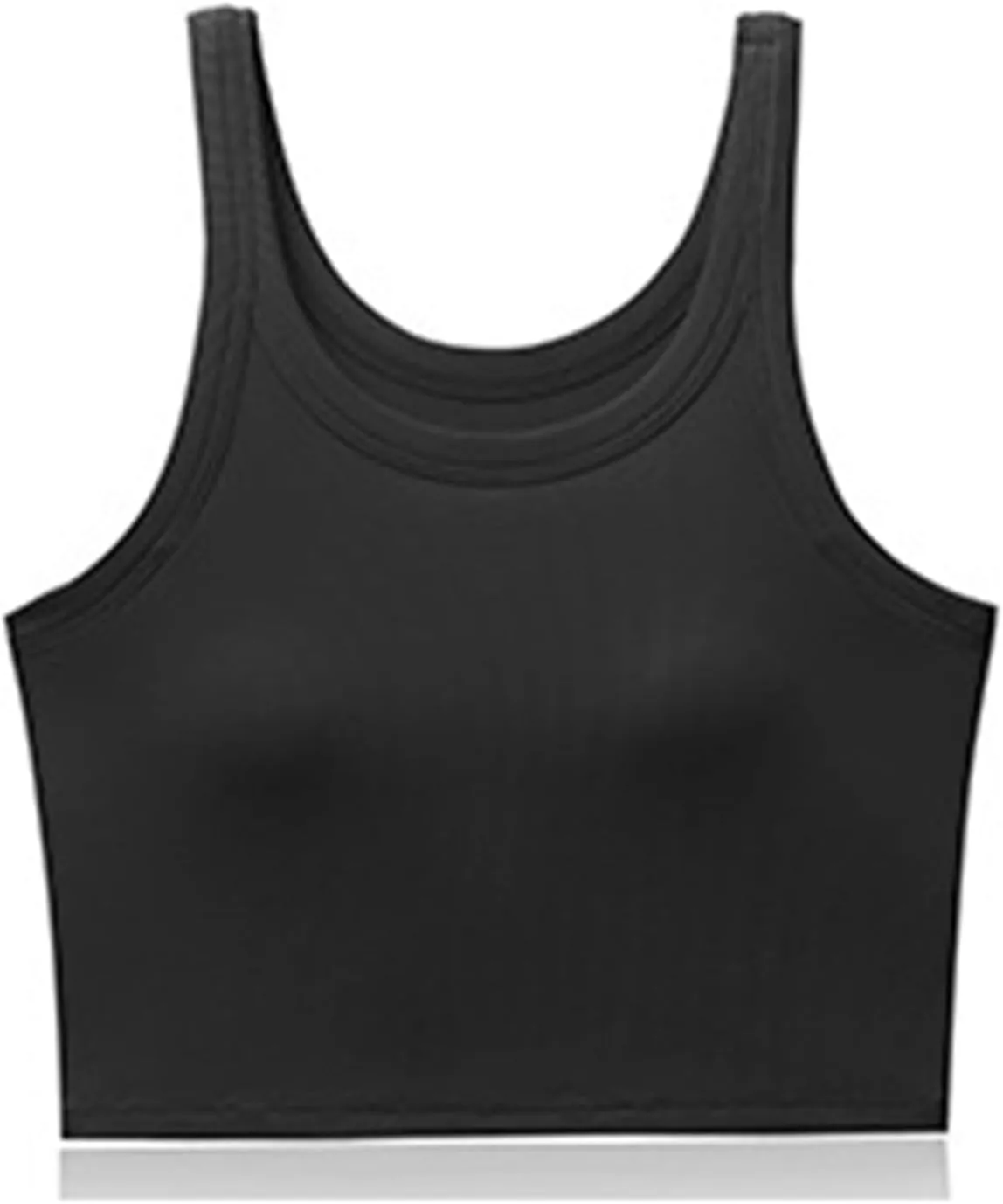 Womens Tank Tops with Bulit Padded Bra Workout Yoga Crop Tops Slim Fit Basic U Neck Active Underwear Ribbed Tanks