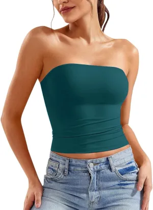 Womens Tube Top Strapless Crop Top Sexy Sleeveless Backless Bandeau Y2K Going Out 2025 Summer Outfits