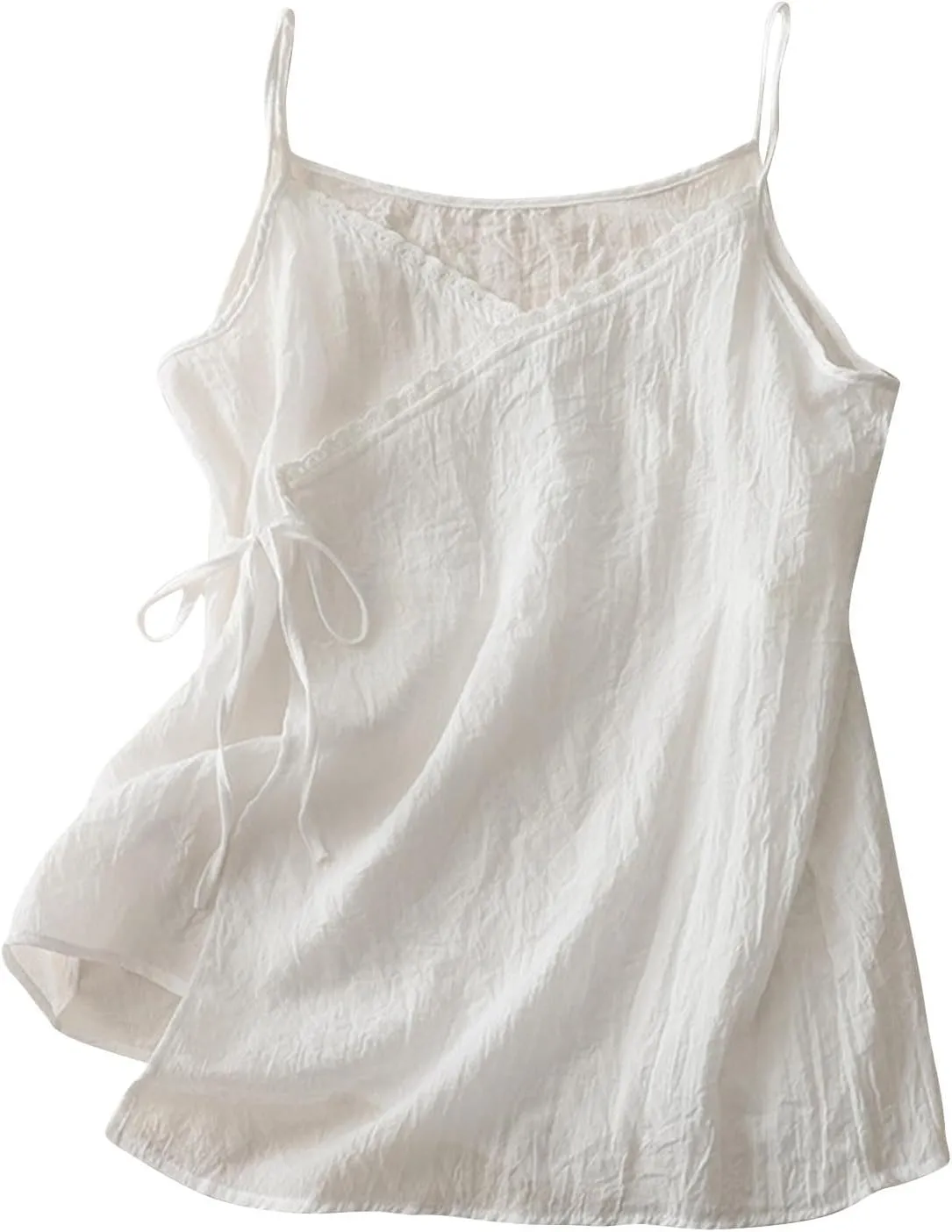 Xiaojmake Womens Cotton Linen Corset Tank Tops Summer Casual Side Tie Bustier Camisoles Basic Summer Underwear Plus Size