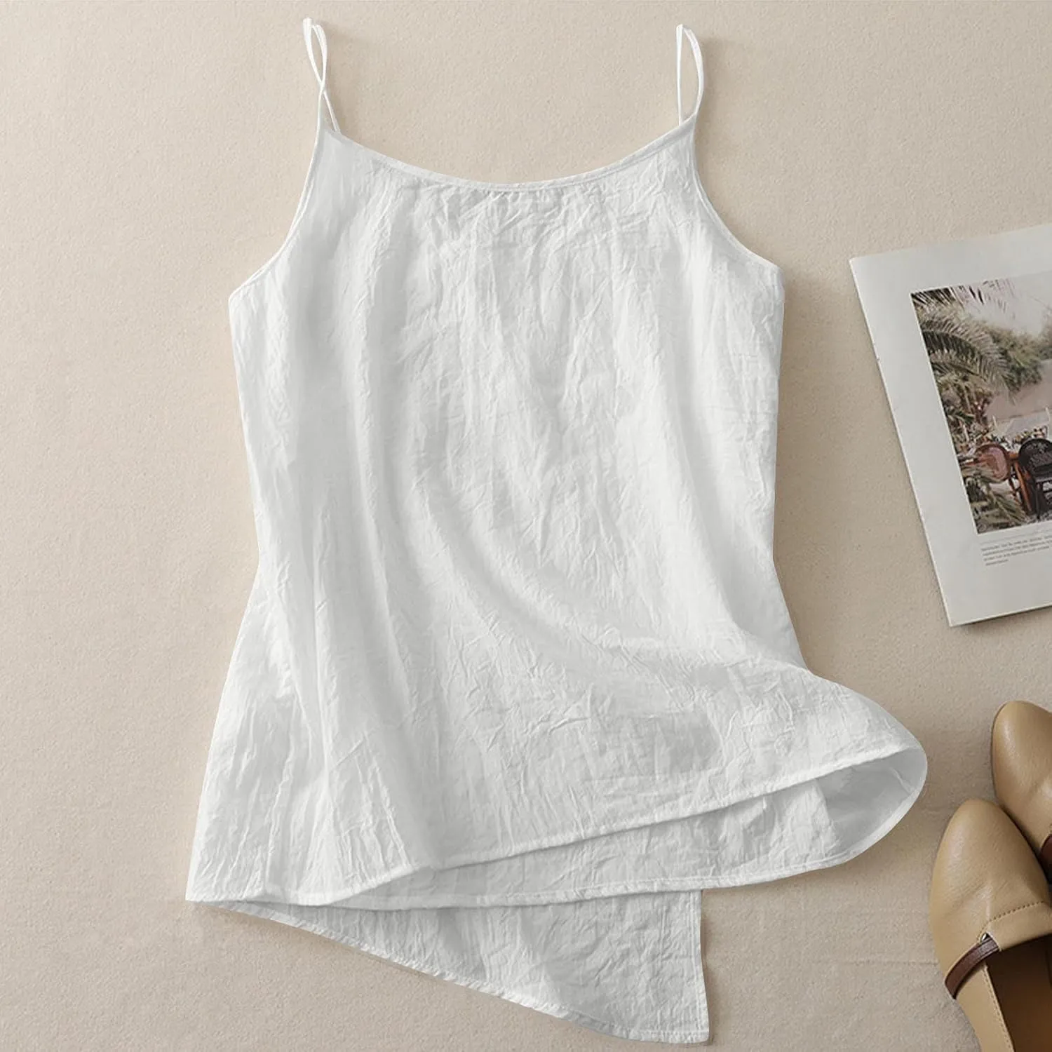 Xiaojmake Womens Cotton Linen Corset Tank Tops Summer Casual Side Tie Bustier Camisoles Basic Summer Underwear Plus Size