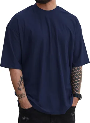 YawYews Mens Fashion Short Sleeve Tshirts Workout Oversize Pullover Solid Color Casual Tees