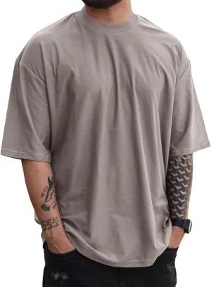 YawYews Mens Fashion Short Sleeve Tshirts Workout Oversize Pullover Solid Color Casual Tees