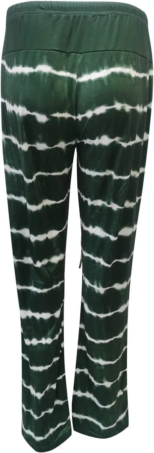 Yoga Pants for Women, Womens Plus Size Pants Stripe Drawstring Wide Leg Trousers Running Straight Loose Long Pants