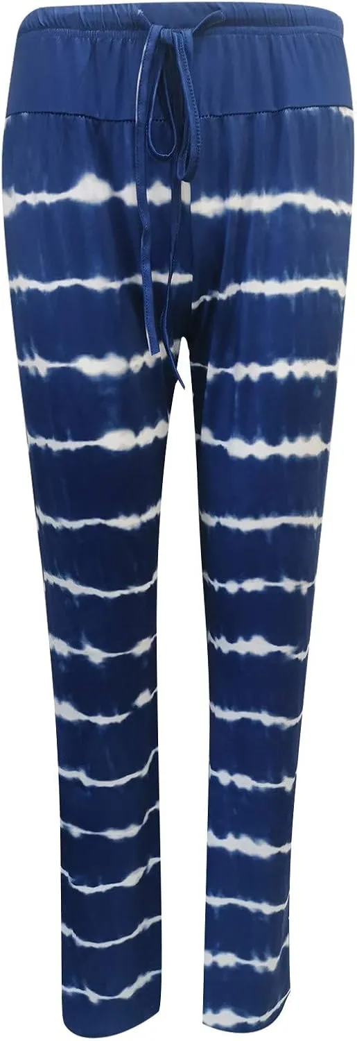 Yoga Pants for Women, Womens Plus Size Pants Stripe Drawstring Wide Leg Trousers Running Straight Loose Long Pants