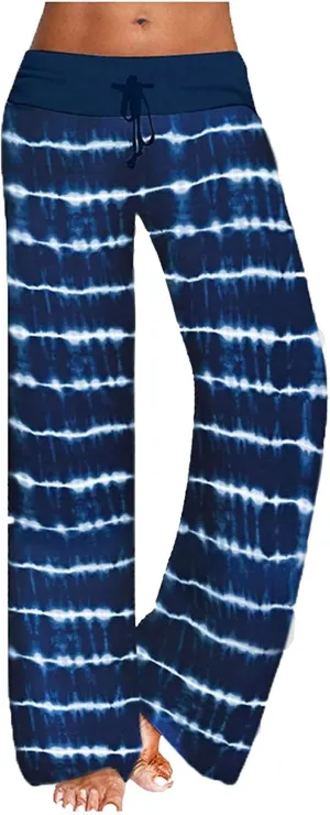 Yoga Pants for Women, Womens Plus Size Pants Stripe Drawstring Wide Leg Trousers Running Straight Loose Long Pants